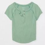 American Eagle  Hey Baby Cropped Henley Tee Size Medium M  Green Photo 1