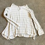 Lazy sundays  Cold Shoulder Long Sleeve Waffle Henley Top Photo 0