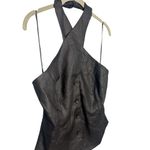Reformation NWT  Tate Linen Top‎ Black Halter Size 10 Button Front Photo 5