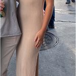 NA-KD  Beige Ribbed Mock Neck Midi Dress  Photo 8