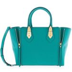 Henri Bendel A-Lister Satchel with Shoulder Strap in Turquoise Pebbled Leather Photo 0