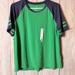 SO  Green and Navy Stripe Sleeve Baseball Style Tee Shirt Sz M Photo 1