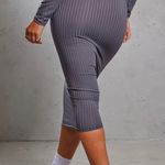 Pretty Little Thing High Waisted Ribbed Knit Midi Skirt Charcoal Grey Size 4 Photo 2