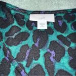 J Jill Ponte Knit Midi Dress Casual/Career Green Animal Print Medium Pullover EC Size undefined Photo 6