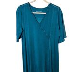 Soft Surroundings Petite M Blue V Neck Seamless Midi Dress Photo 2