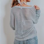 Elan  Silver Sheer Knitted Zip Up Cardigan(Size Small) Photo 1