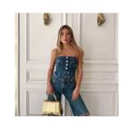 ZARA top women size S corset, bustiers inspired Jean denim blue Photo 1