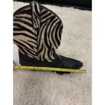 Code West Black Leather Cowboy Boots Zebra Print Hair Western Booties Women's Photo 9