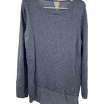 Chico's Women's Top 2 L Sm Blue Metallic Knit Asymmetric Hem Stretch casual work Photo 0