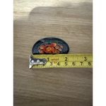 Vtg Signed Hand Painted Russian Black Lacquer Floral Orange Red Yellow BroochPin Photo 2