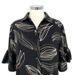 Chico's  Leaf Print Shirt Dress Black Beige Size 8 US Photo 1