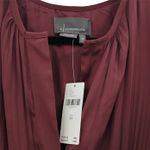 Anthropologie New Athropologie Somerset Maxi Dress Wine Red Tiered Smocked Satin A Line XS Photo 2
