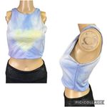 ZARA Womens Crop Top Tank Top Tie Dyed Sleeveless Halter Top Blue Yellow Medium Photo 1
