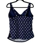 Lands' End  Tankini Top‎ Swimsuit Plus Size 16W Navy Blue White Polka Dot Photo 6