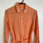 Serena & Lily  Margot Shirt Dress Womens Orange Linen Button Up Tie Waist Travel Photo 2