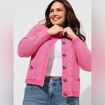 Torrid  Tweed Knit Button Up Cardigan Sweater Pink Marled Size 1X Photo 1