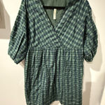 Madewell NWT Marianna Puff-Sleeve Mini Dress M Medium Plaid Green X Photo 0