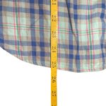 Talbots  Shirt Womens Button Up Long Sleeves Cotton Blue Aqua Plaid Ruffled XS Photo 9
