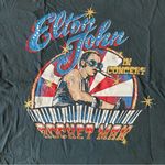 Free People  Black Red Blue Elton John Rocket Man Concert Oversized T-Shirt Sz S Photo 38