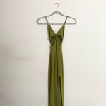 Criss Cross Backless Plunging Neck Side Cut Out Split Thigh Dress Green XS Photo 3