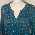 Max jeans  Teal button down long sleeve blouse NWT Photo 3