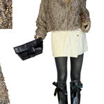 PICADILLY BEIGE & BLACK EYELASH FRINGE BLAZER (L) Size L Photo 0