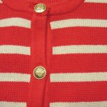 J.Crew NWT  Emilie Sweater Lady Jacket in Red Ivory Stripe Knit Cardigan L Photo 3