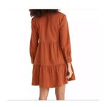 Madewell  Flannel Button Placket Tiered Mini Dress - Orange Size XXS Photo 2