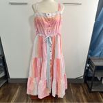 Tanya Taylor Size 16 Pink Tiered Claire Sun dress Pastel Stripe Coastal Wedding Photo 5