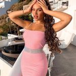 Glitter pink crystal strap dress Photo 0