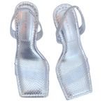 Good American Lucite Clear Sandals silver snake stiletto square toe heels 7 Photo 6