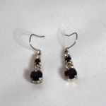 Source Unknown Vintage Party Glam Black/Clear Cut Crystal Silver Tone 3/4" Drop Hook Earrings Photo 0