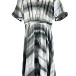Officine Générale Nadia Gray Striped Linen Short Sleeve Button Front Shirt Dress Size L Photo 4
