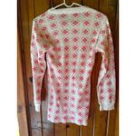 Geometric Print Waffle Knit Thermal Top Long Sleeve Vintage Style size L Red Size L Photo 1