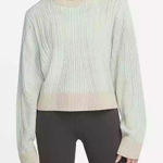 Nike Yoga Luxe Wool Blend Cable Knit Oversized Crewneck Sweater Mint Green Tan S Photo 0