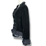 Hearts And Roses Black Velvet Gothic Military Jacket Lace Up Corset Back Sheer 8 Photo 2