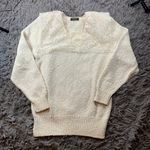 Backstage Vintage 1980s white lace sailor style collar cross stitch romantic academia sweater Photo 0