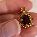 Vintage Gold Tone Faux Ruby Rhinestone Necklace Womens Costume Jewelry Photo 5