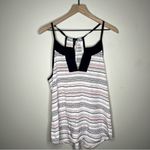 Athleta Coastal Dunes Multicolor Geometric Print Split Neck Tassel Tie Back Top Photo 1