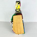 Handmade  Top Handle Wood Fabric Handbag Purse Scandinavian Abstract Artsy OOAK Photo 2