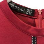 Homeyee Burgundy Black Crew Neck 3 Quarter Sleeve A Line Zip Back Midi Dress S Red Photo 10