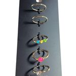INC NEW (5) STACK RING SET Size 7 Gold Tone Crystal Stone Pink Green Blue Yellow Photo 5