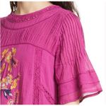 Free People  Perfectly Victorian Embroidered Mini Dress Size Medium Pink Boho Photo 1