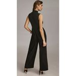 Donna Karan Black Pleated Sleeveless Straight Leg Jumpsuit Size 10 Photo 1