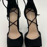 n by Nicole Miller Chunky Platform Vegan Suede Black Heels Tie Up Sandal 6.5 new Photo 0