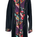 Koos of Course Black Silk/Wool Quilted Artsy Long Duster Cardigan Size L Sweater Size L Photo 0