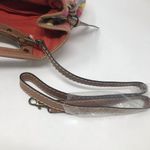 Fossil Spring Striped Fabric Cloth Satchel Crossbody Purse Bag Wooden Handles Photo 8