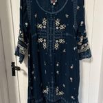 Johnny Was Abella blue embroidered 3/4 sleeves knee length boho dress size XS Photo 2