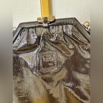 Fendi VINTAGE Black Patent Leather EVENING Bag BLACK WITH NAVY STRAP with COA Photo 6