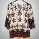 Anthropologie Fig and Flower floral smocked tunic blouse size 2X Photo 1